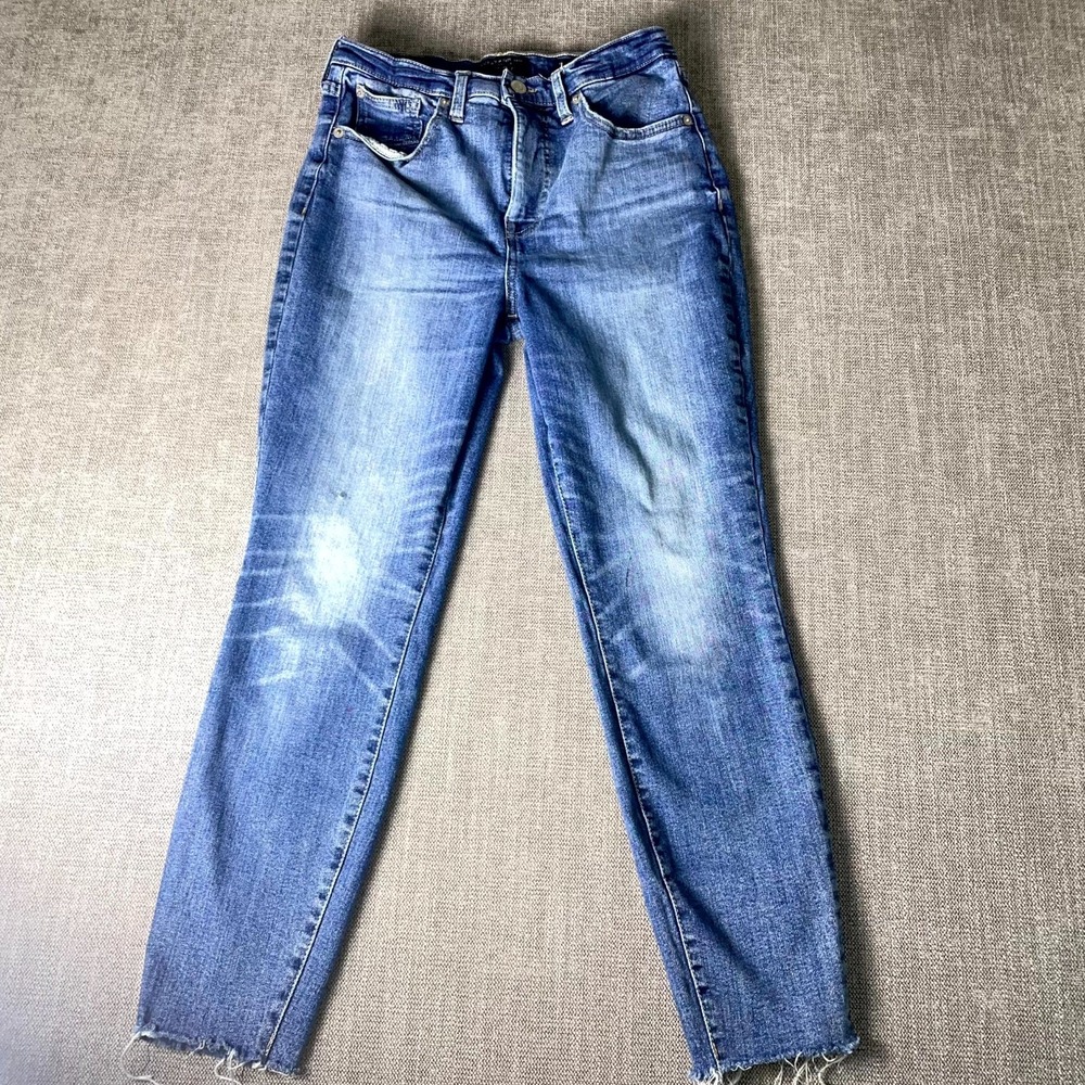 Lucky Brand Ankle Bridgette Jeans Women 6/28 Blue Denim High Rise Raw Hem Cotton